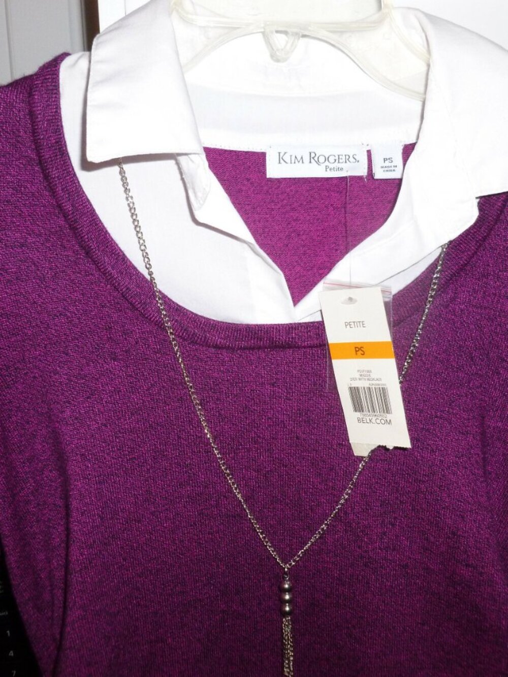 NWT Stunning Kim Rogers Womens Size PS 2 In 1 Purple/Black Sweater Blouse